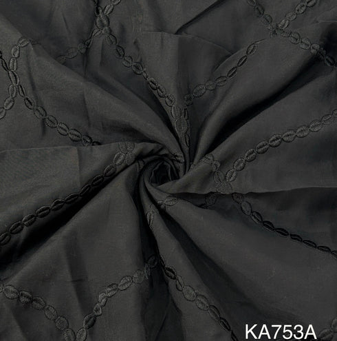 Thread Embroidered Chanderi Silk Fabric KA753